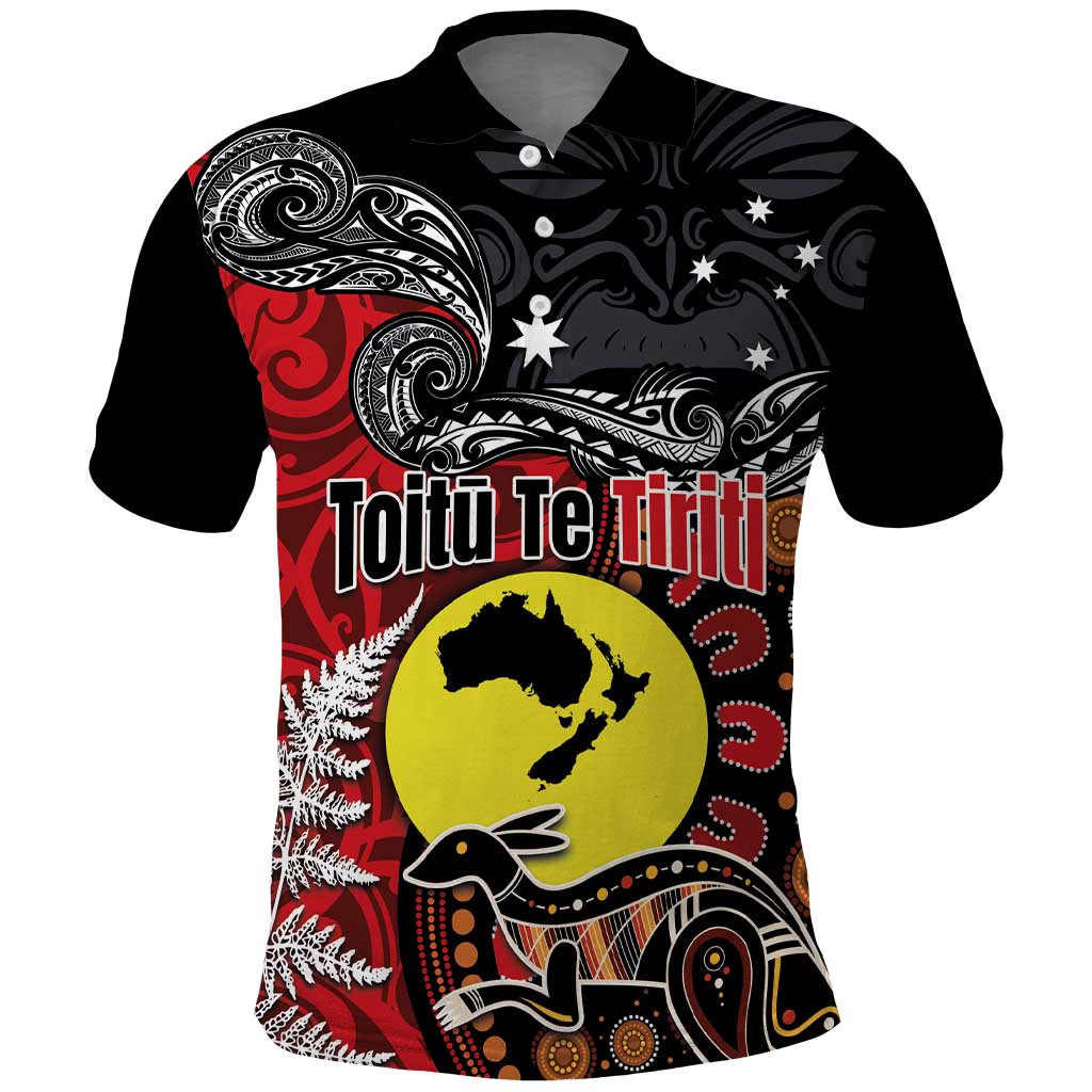 Aotearoa and Australia Toitu Te Tiriti Polo Shirt Honour the Treaty - Te Tiriti Is Us LT03 Black - Polynesian Pride