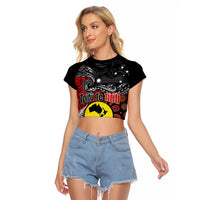 Aotearoa and Australia Toitu Te Tiriti Raglan Cropped T Shirt Honour the Treaty - Te Tiriti Is Us LT03 Female Black - Polynesian Pride