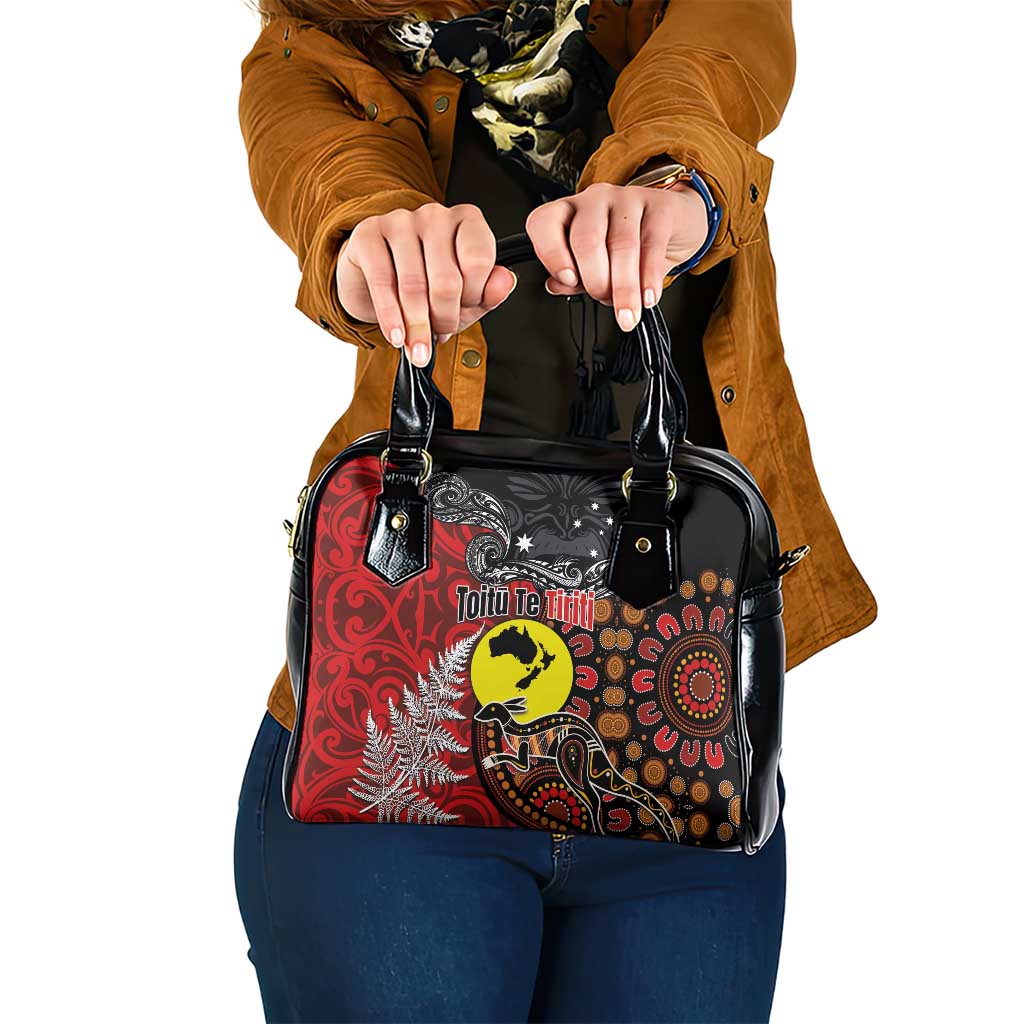 Aotearoa and Australia Toitu Te Tiriti Shoulder Handbag Honour the Treaty - Te Tiriti Is Us LT03 One Size Black - Polynesian Pride