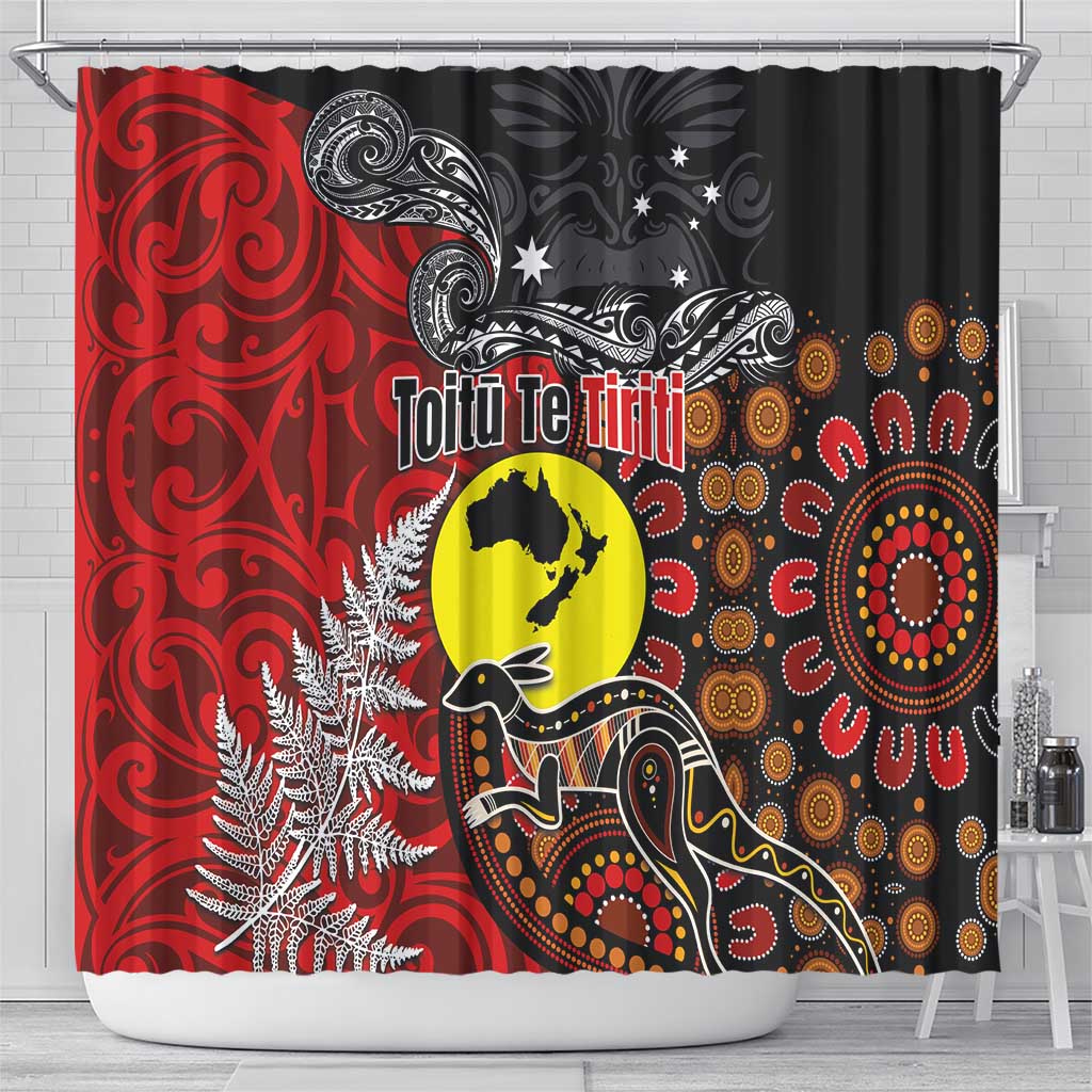 Aotearoa and Australia Toitu Te Tiriti Shower Curtain Honour the Treaty - Te Tiriti Is Us LT03 - Polynesian Pride