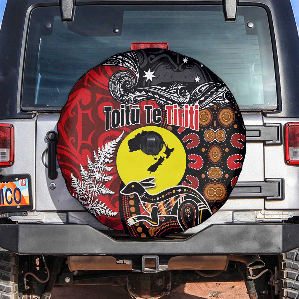 Aotearoa and Australia Toitu Te Tiriti Spare Tire Cover Honour the Treaty - Te Tiriti Is Us LT03 Black - Polynesian Pride