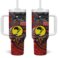 Aotearoa and Australia Toitu Te Tiriti Tumbler With Handle Honour the Treaty - Te Tiriti Is Us LT03 One Size: 40 oz Black - Polynesian Pride