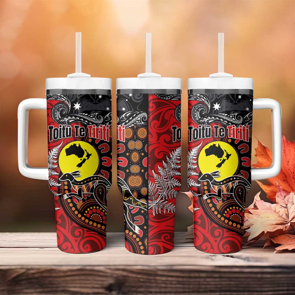 Aotearoa and Australia Toitu Te Tiriti Tumbler With Handle Honour the Treaty - Te Tiriti Is Us LT03 - Polynesian Pride