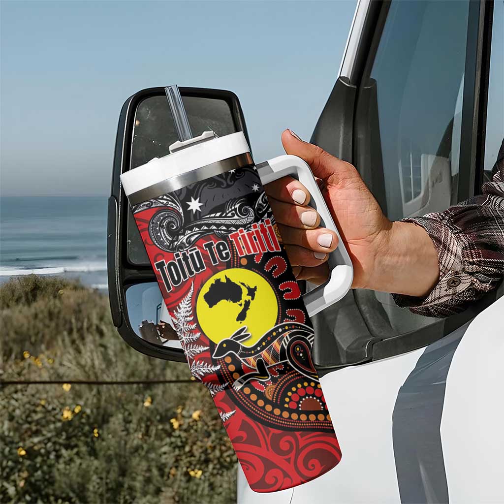 Aotearoa and Australia Toitu Te Tiriti Tumbler With Handle Honour the Treaty - Te Tiriti Is Us LT03 - Polynesian Pride