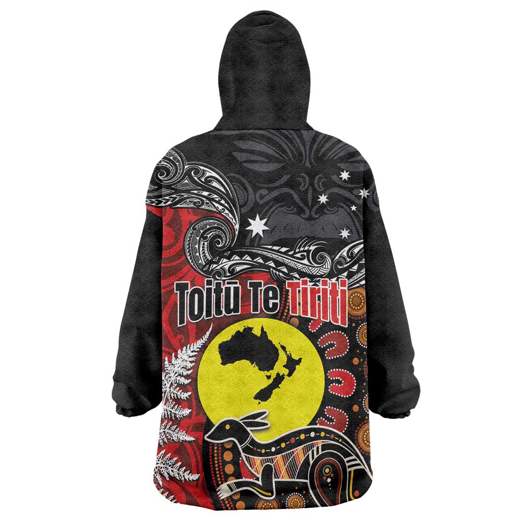 Aotearoa and Australia Toitu Te Tiriti Wearable Blanket Hoodie Honour the Treaty - Te Tiriti Is Us LT03 - Polynesian Pride