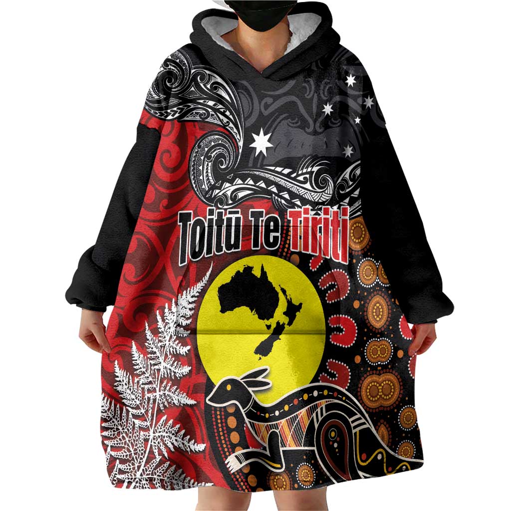 Aotearoa and Australia Toitu Te Tiriti Wearable Blanket Hoodie Honour the Treaty - Te Tiriti Is Us LT03 - Polynesian Pride