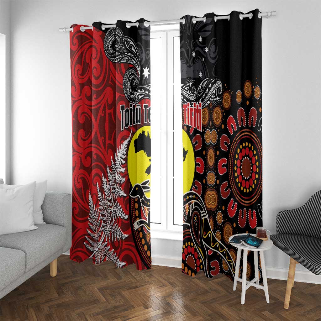 Aotearoa and Australia Toitu Te Tiriti Window Curtain Honour the Treaty - Te Tiriti Is Us LT03 With Grommets Black - Polynesian Pride