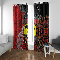 Aotearoa and Australia Toitu Te Tiriti Window Curtain Honour the Treaty - Te Tiriti Is Us LT03 With Grommets Black - Polynesian Pride