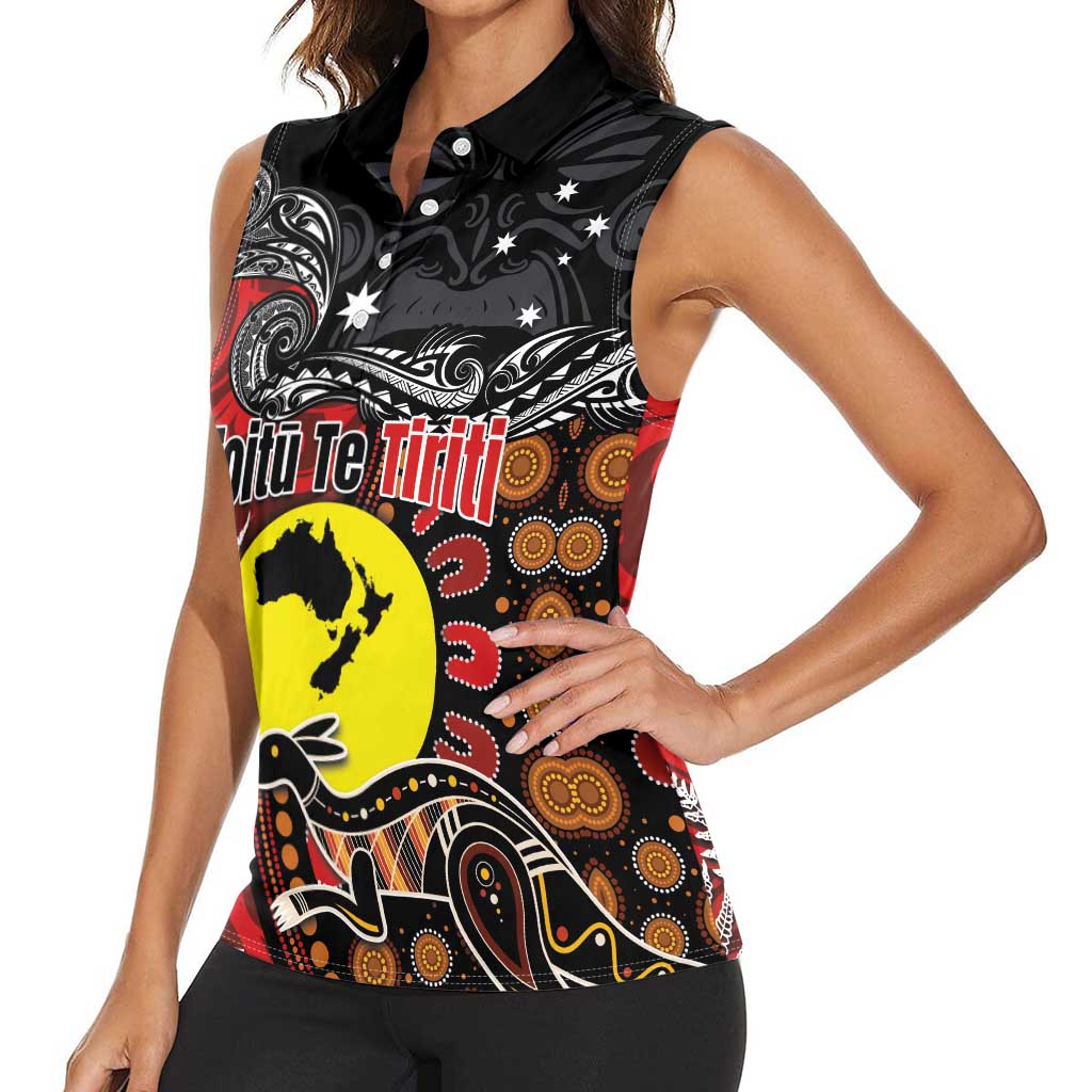 Aotearoa and Australia Toitu Te Tiriti Women Sleeveless Polo Shirt Honour the Treaty - Te Tiriti Is Us LT03 - Polynesian Pride