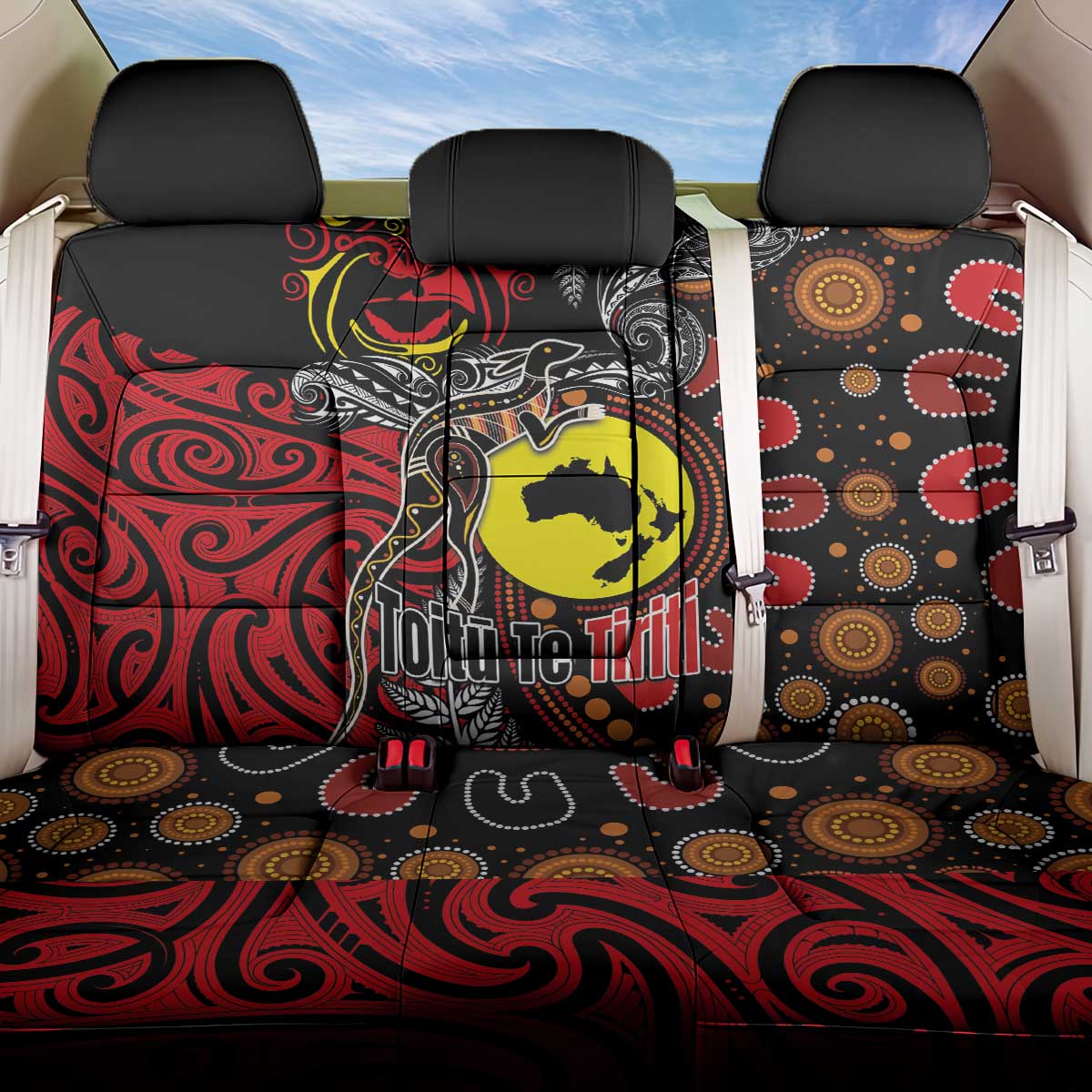 Aotearoa and Australia Toitu Te Tiriti Back Car Seat Cover Honour the Treaty - Stand Together Stand Stronger LT03 One Size Black - Polynesian Pride