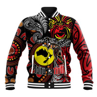 Aotearoa and Australia Toitu Te Tiriti Baseball Jacket Honour the Treaty - Stand Together Stand Stronger LT03 Unisex Black - Polynesian Pride