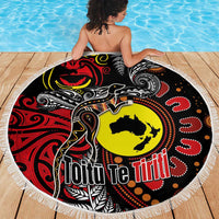Aotearoa and Australia Toitu Te Tiriti Beach Blanket Honour the Treaty - Stand Together Stand Stronger LT03 - Polynesian Pride