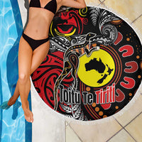 Aotearoa and Australia Toitu Te Tiriti Beach Blanket Honour the Treaty - Stand Together Stand Stronger LT03 - Polynesian Pride