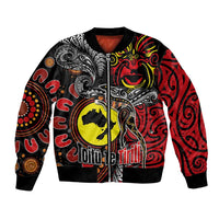Aotearoa and Australia Toitu Te Tiriti Bomber Jacket Honour the Treaty - Stand Together Stand Stronger LT03 Unisex Black - Polynesian Pride