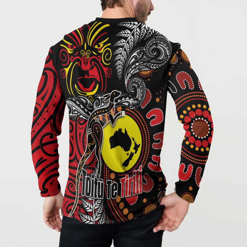 Aotearoa and Australia Toitu Te Tiriti Button Sweatshirt Honour the Treaty - Stand Together Stand Stronger LT03 - Polynesian Pride