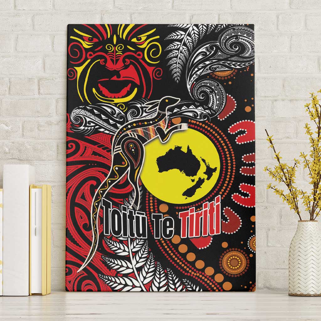 Aotearoa and Australia Toitu Te Tiriti Canvas Wall Art Honour the Treaty - Stand Together Stand Stronger LT03 Without Frame Black - Polynesian Pride
