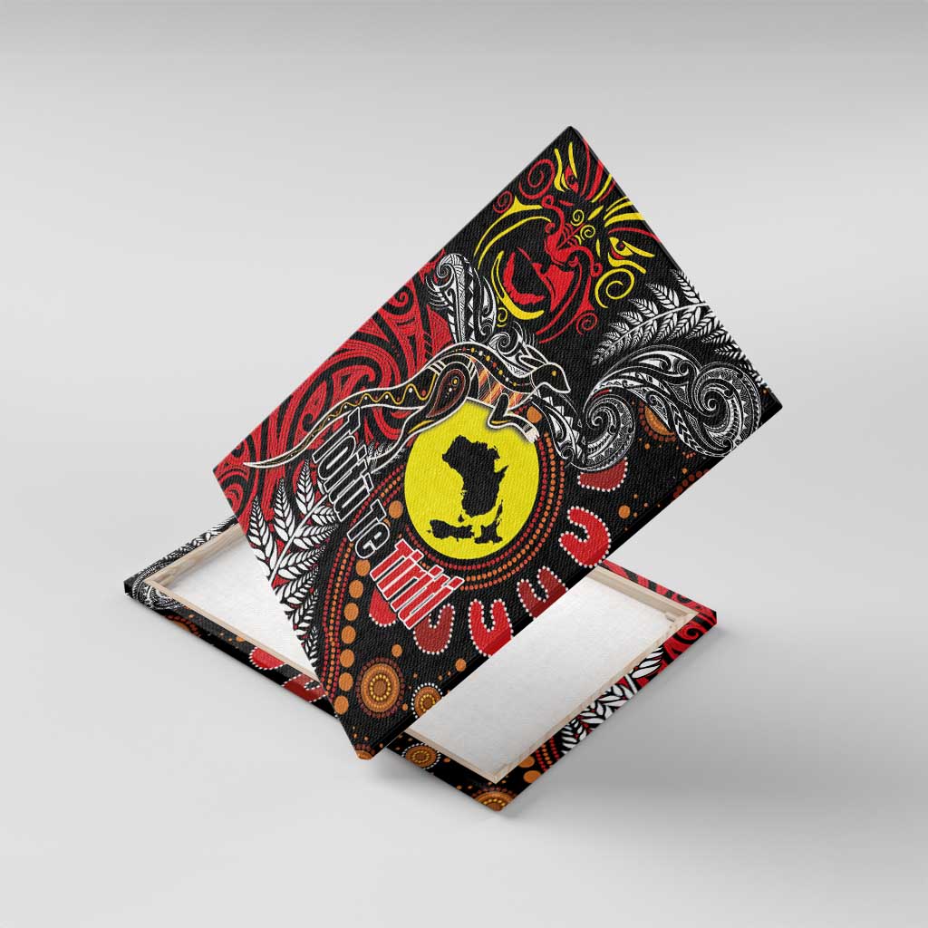 Aotearoa and Australia Toitu Te Tiriti Canvas Wall Art Honour the Treaty - Stand Together Stand Stronger LT03 With Frame Black - Polynesian Pride