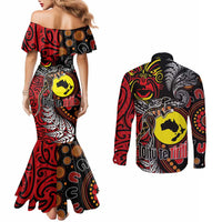 Aotearoa and Australia Toitu Te Tiriti Couples Matching Mermaid Dress and Long Sleeve Button Shirt Honour the Treaty - Stand Together Stand Stronger LT03 - Polynesian Pride