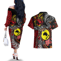 Aotearoa and Australia Toitu Te Tiriti Couples Matching Off The Shoulder Long Sleeve Dress and Hawaiian Shirt Honour the Treaty - Stand Together Stand Stronger LT03 - Polynesian Pride