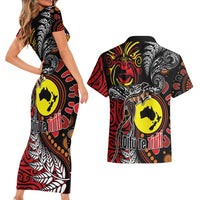 Aotearoa and Australia Toitu Te Tiriti Couples Matching Short Sleeve Bodycon Dress and Hawaiian Shirt Honour the Treaty - Stand Together Stand Stronger LT03 - Polynesian Pride