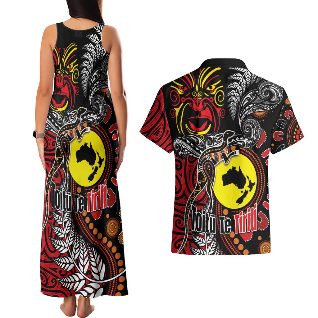 Aotearoa and Australia Toitu Te Tiriti Couples Matching Tank Maxi Dress and Hawaiian Shirt Honour the Treaty - Stand Together Stand Stronger LT03 - Polynesian Pride
