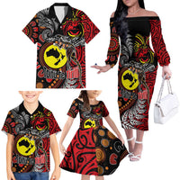 Aotearoa and Australia Toitu Te Tiriti Family Matching Off The Shoulder Long Sleeve Dress and Hawaiian Shirt Honour the Treaty - Stand Together Stand Stronger LT03 - Polynesian Pride