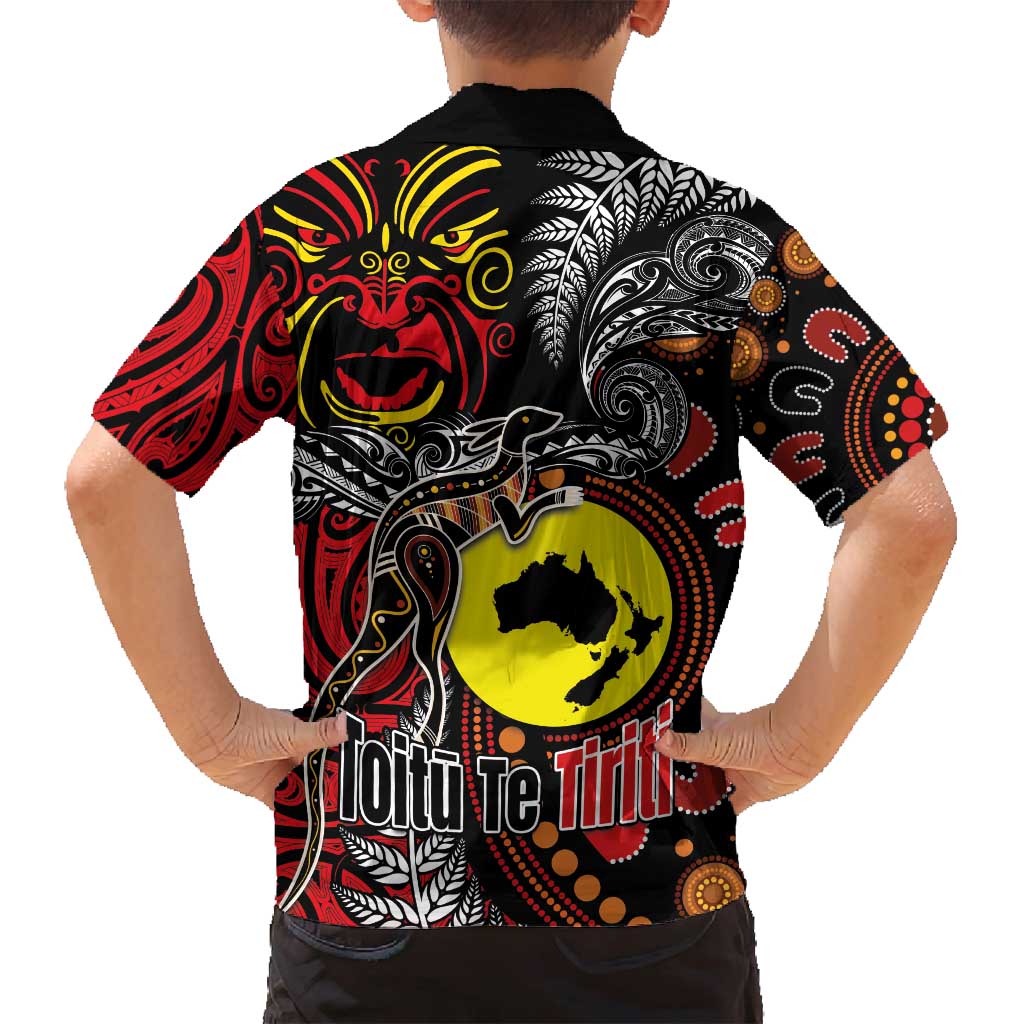 Aotearoa and Australia Toitu Te Tiriti Family Matching Off Shoulder Maxi Dress and Hawaiian Shirt Honour the Treaty - Stand Together Stand Stronger LT03 - Polynesian Pride