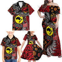 Aotearoa and Australia Toitu Te Tiriti Family Matching Off Shoulder Maxi Dress and Hawaiian Shirt Honour the Treaty - Stand Together Stand Stronger LT03 - Polynesian Pride
