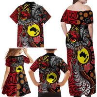 Aotearoa and Australia Toitu Te Tiriti Family Matching Off Shoulder Maxi Dress and Hawaiian Shirt Honour the Treaty - Stand Together Stand Stronger LT03 - Polynesian Pride