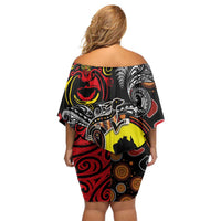 Aotearoa and Australia Toitu Te Tiriti Family Matching Off Shoulder Short Dress and Hawaiian Shirt Honour the Treaty - Stand Together Stand Stronger LT03 - Polynesian Pride