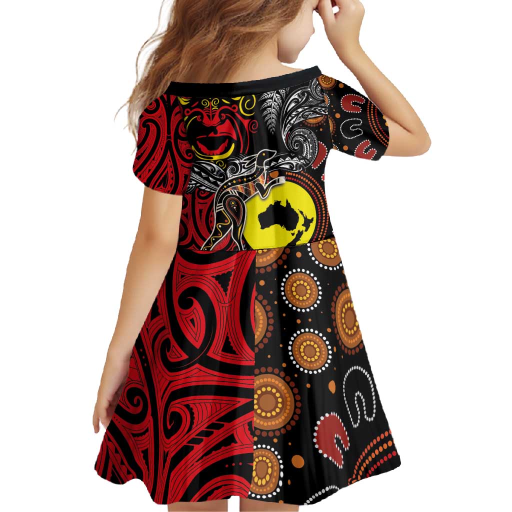 Aotearoa and Australia Toitu Te Tiriti Family Matching Short Sleeve Bodycon Dress and Hawaiian Shirt Honour the Treaty - Stand Together Stand Stronger LT03 - Polynesian Pride