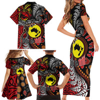 Aotearoa and Australia Toitu Te Tiriti Family Matching Short Sleeve Bodycon Dress and Hawaiian Shirt Honour the Treaty - Stand Together Stand Stronger LT03 - Polynesian Pride