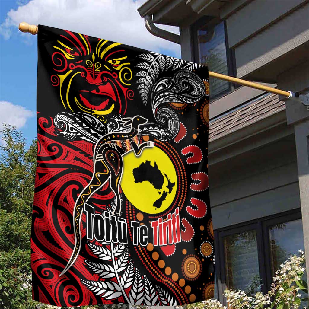 Aotearoa and Australia Toitu Te Tiriti Garden Flag Honour the Treaty - Stand Together Stand Stronger LT03 - Polynesian Pride