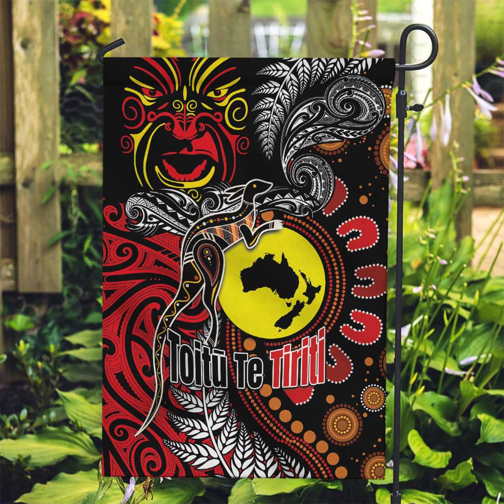Aotearoa and Australia Toitu Te Tiriti Garden Flag Honour the Treaty - Stand Together Stand Stronger LT03 Garden Flag Black - Polynesian Pride