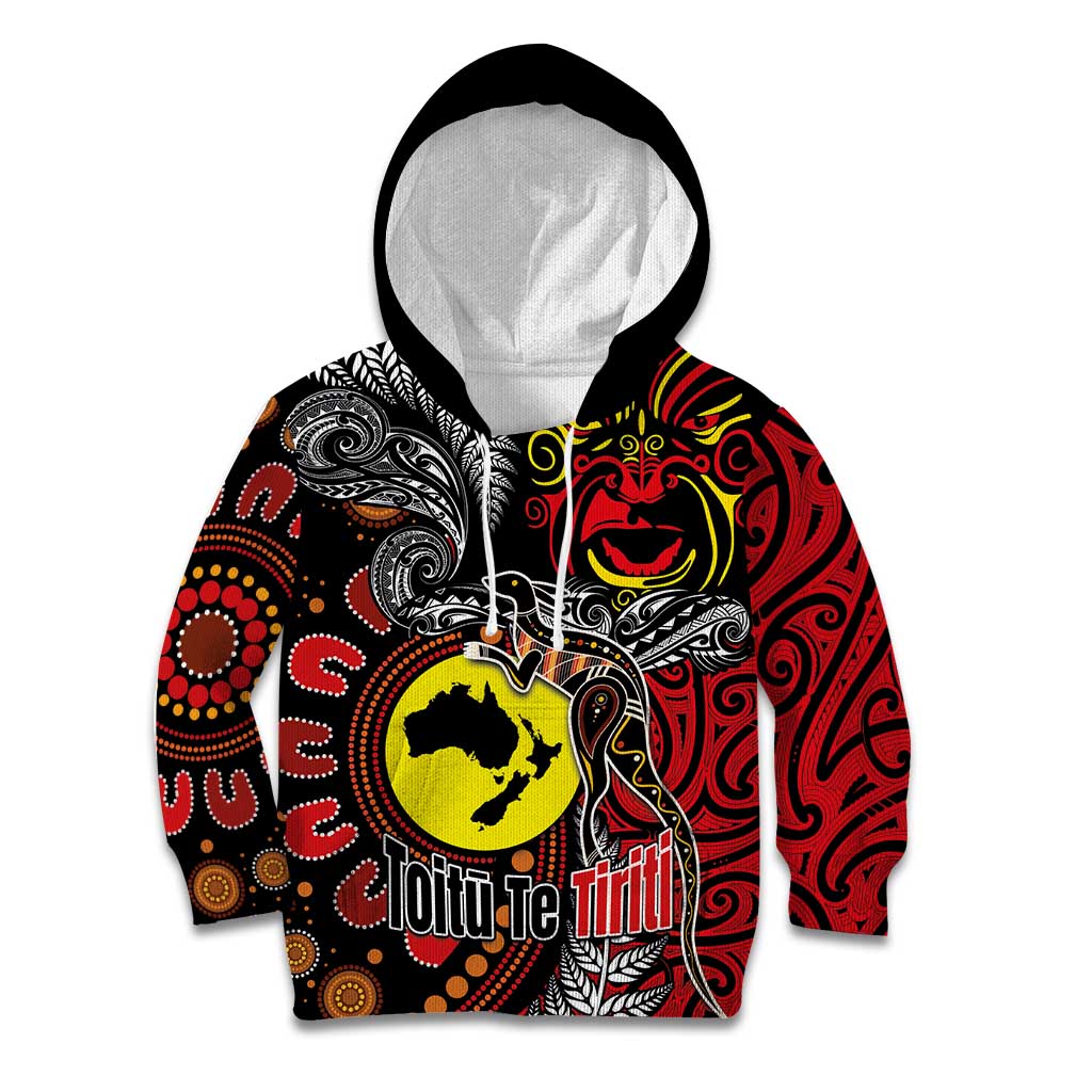 Aotearoa and Australia Toitu Te Tiriti Kid Hoodie Honour the Treaty - Stand Together Stand Stronger LT03 Hoodie Black - Polynesian Pride