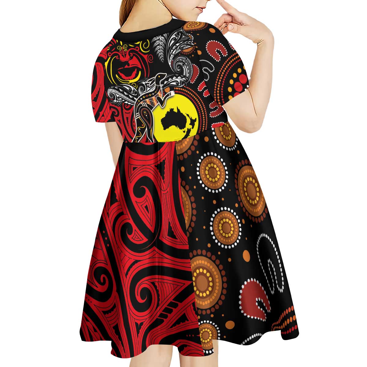 Aotearoa and Australia Toitu Te Tiriti Kid Short Sleeve Dress Honour the Treaty - Stand Together Stand Stronger LT03 - Polynesian Pride