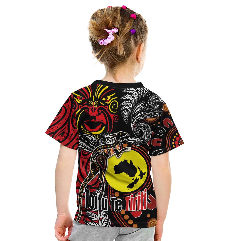 Aotearoa and Australia Toitu Te Tiriti Kid T Shirt Honour the Treaty - Stand Together Stand Stronger LT03 - Polynesian Pride
