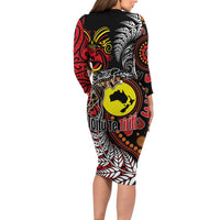 Aotearoa and Australia Toitu Te Tiriti Long Sleeve Bodycon Dress Honour the Treaty - Stand Together Stand Stronger LT03 - Polynesian Pride