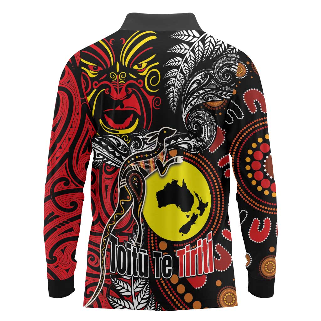 Aotearoa and Australia Toitu Te Tiriti Long Sleeve Polo Shirt Honour the Treaty - Stand Together Stand Stronger LT03 - Polynesian Pride