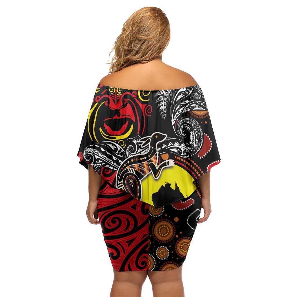 Aotearoa and Australia Toitu Te Tiriti Off Shoulder Short Dress Honour the Treaty - Stand Together Stand Stronger LT03 - Polynesian Pride