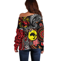 Aotearoa and Australia Toitu Te Tiriti Off Shoulder Sweater Honour the Treaty - Stand Together Stand Stronger LT03 - Polynesian Pride