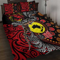 Aotearoa and Australia Toitu Te Tiriti Quilt Bed Set Honour the Treaty - Stand Together Stand Stronger LT03 Black - Polynesian Pride