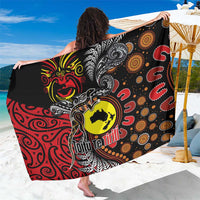Aotearoa and Australia Toitu Te Tiriti Sarong Honour the Treaty - Stand Together Stand Stronger LT03 One Size 44 x 66 inches Black - Polynesian Pride