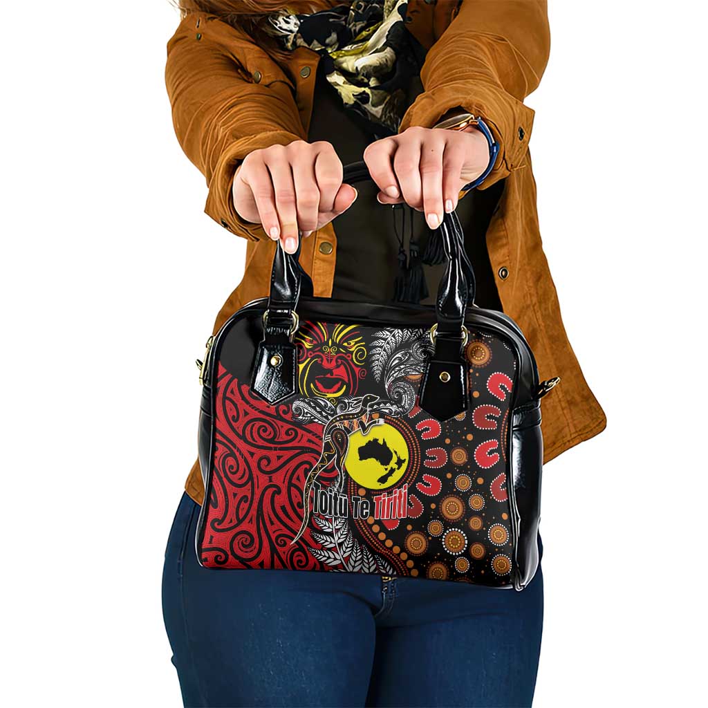 Aotearoa and Australia Toitu Te Tiriti Shoulder Handbag Honour the Treaty - Stand Together Stand Stronger LT03 One Size Black - Polynesian Pride