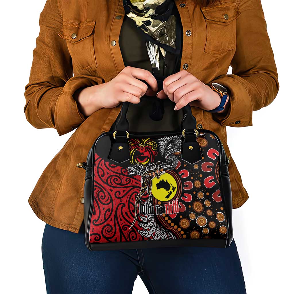 Aotearoa and Australia Toitu Te Tiriti Shoulder Handbag Honour the Treaty - Stand Together Stand Stronger LT03 - Polynesian Pride
