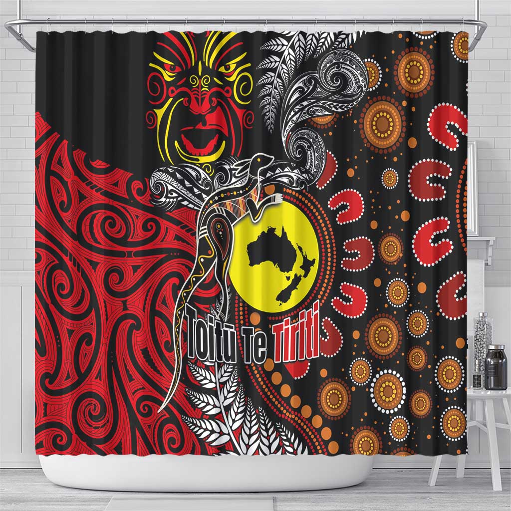 Aotearoa and Australia Toitu Te Tiriti Shower Curtain Honour the Treaty - Stand Together Stand Stronger LT03 - Polynesian Pride