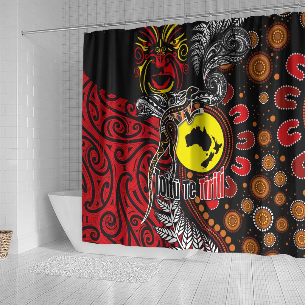 Aotearoa and Australia Toitu Te Tiriti Shower Curtain Honour the Treaty - Stand Together Stand Stronger LT03 - Polynesian Pride