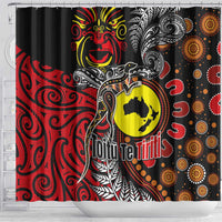 Aotearoa and Australia Toitu Te Tiriti Shower Curtain Honour the Treaty - Stand Together Stand Stronger LT03 - Polynesian Pride