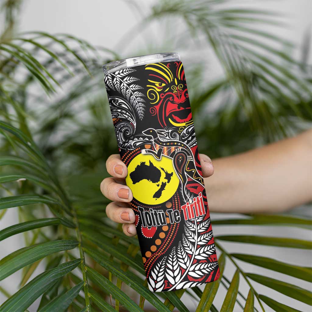 Aotearoa and Australia Toitu Te Tiriti Skinny Tumbler Honour the Treaty - Stand Together Stand Stronger LT03 - Polynesian Pride