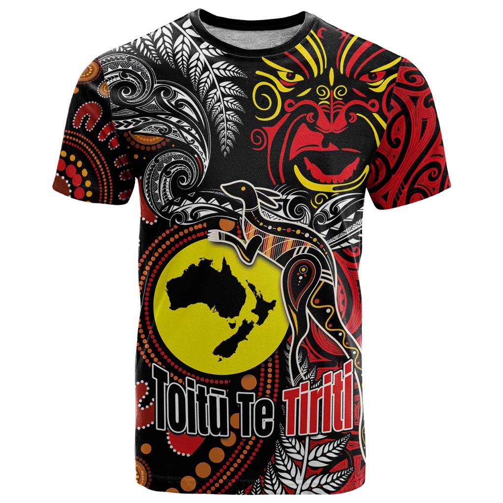 Aotearoa and Australia Toitu Te Tiriti T Shirt Honour the Treaty - Stand Together Stand Stronger LT03 Black - Polynesian Pride